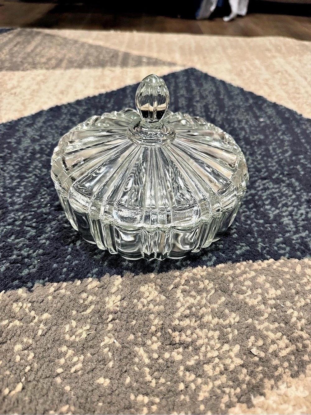 Anchor Hocking Old Cafe Clear Glass Lidded Candy Dish, Depression Glass Dish